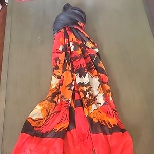 Banana Republic womens long scarf. OS. Grey. Orange and cream.